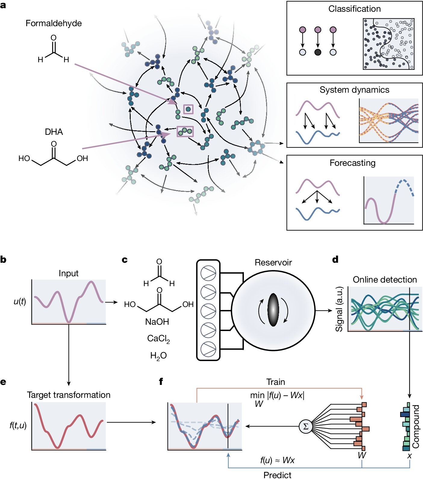 Chemický rezervoárový počítač s Butlerovou reakcí. Kredit: Baltussen et al. (2024), Nature.