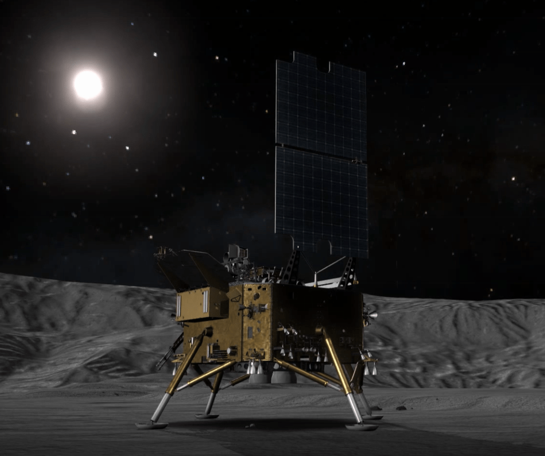 Umělecká představa přistávacího modulu mise Čchang-e 8 (zdroj CNSA).