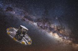 Umělecká představa vesmírné astrometrické observatoře Gaia (zdroj ESA).